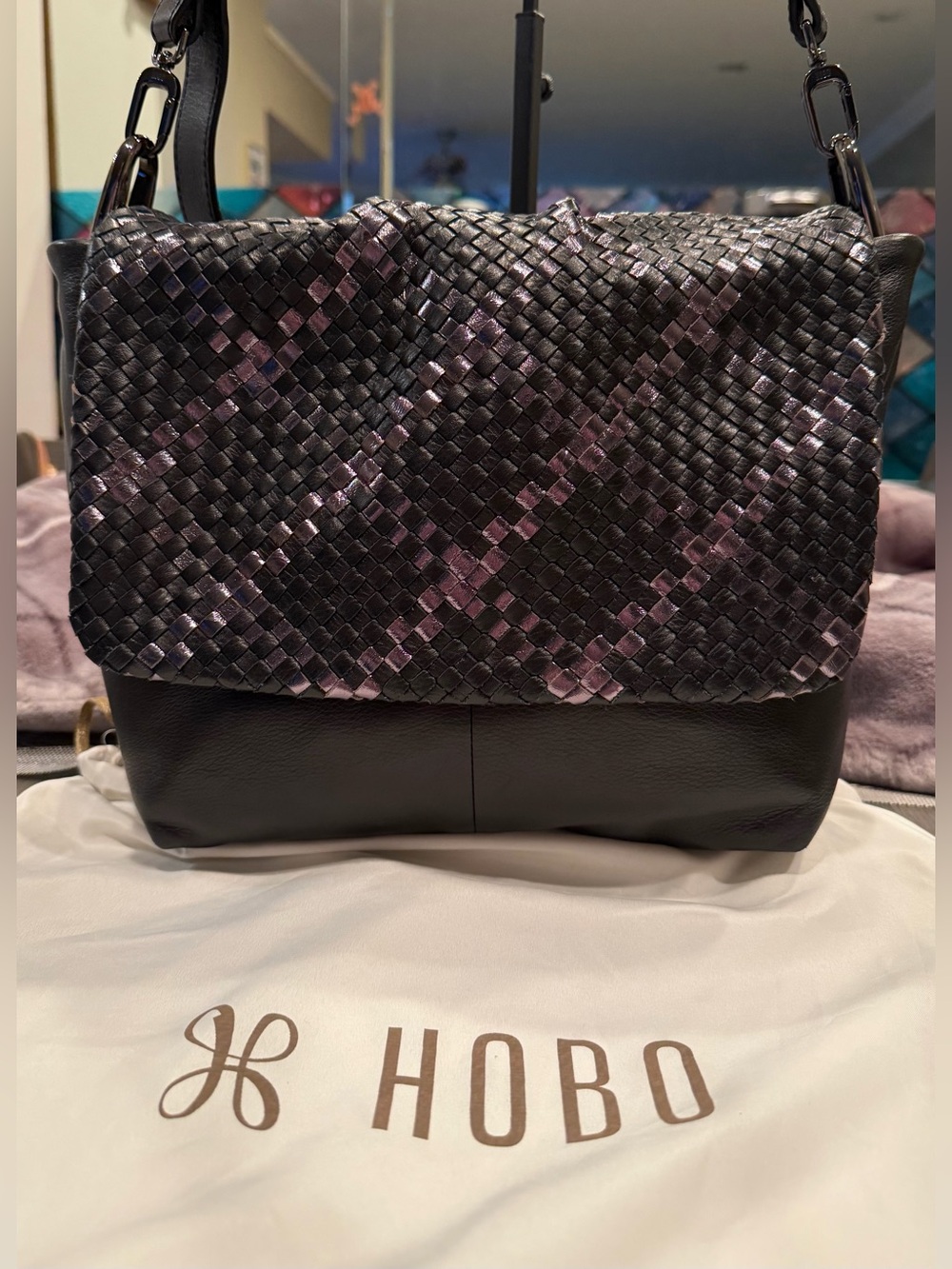 HOBO Harley Shoulder/Crossbody Bag with Purple Interior Accents